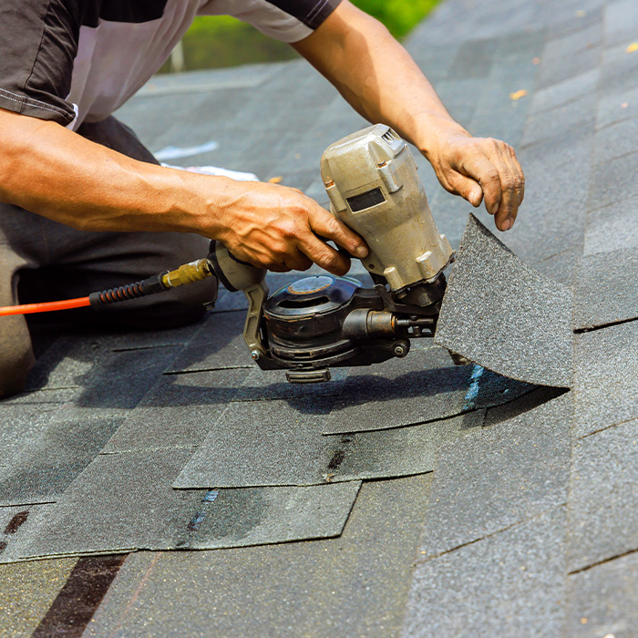 Construction roofer used pneumatic air nail gun